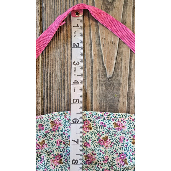 Womens Kitchen Apron One Size Pink Floral Pockets Cooking Baking Retro 50s 60s - Picture 7 of 8
